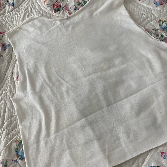 Y2K ACES & EIGHTS RUN DMC VINTAGE WHITE RECYCLED TOP, CROPPED, CUT SLEEVELESS S - Picture 2 of 3